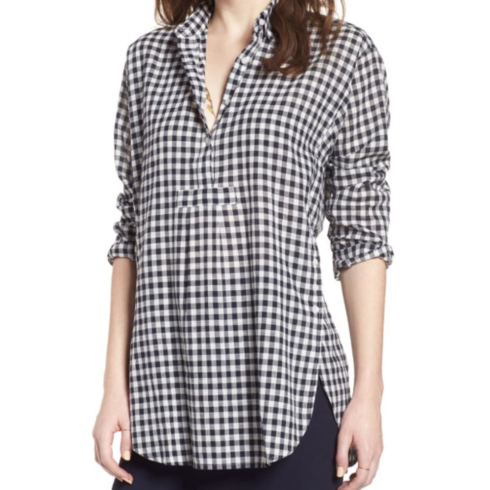 Madewell half button up plaid shirt!